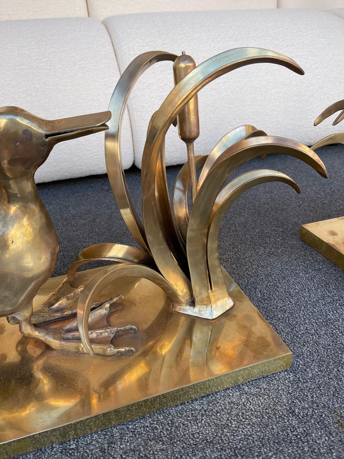 Bronze Pelican And Reed Coffee Table By Christian Techoueyres, France, 1970s photo vintage