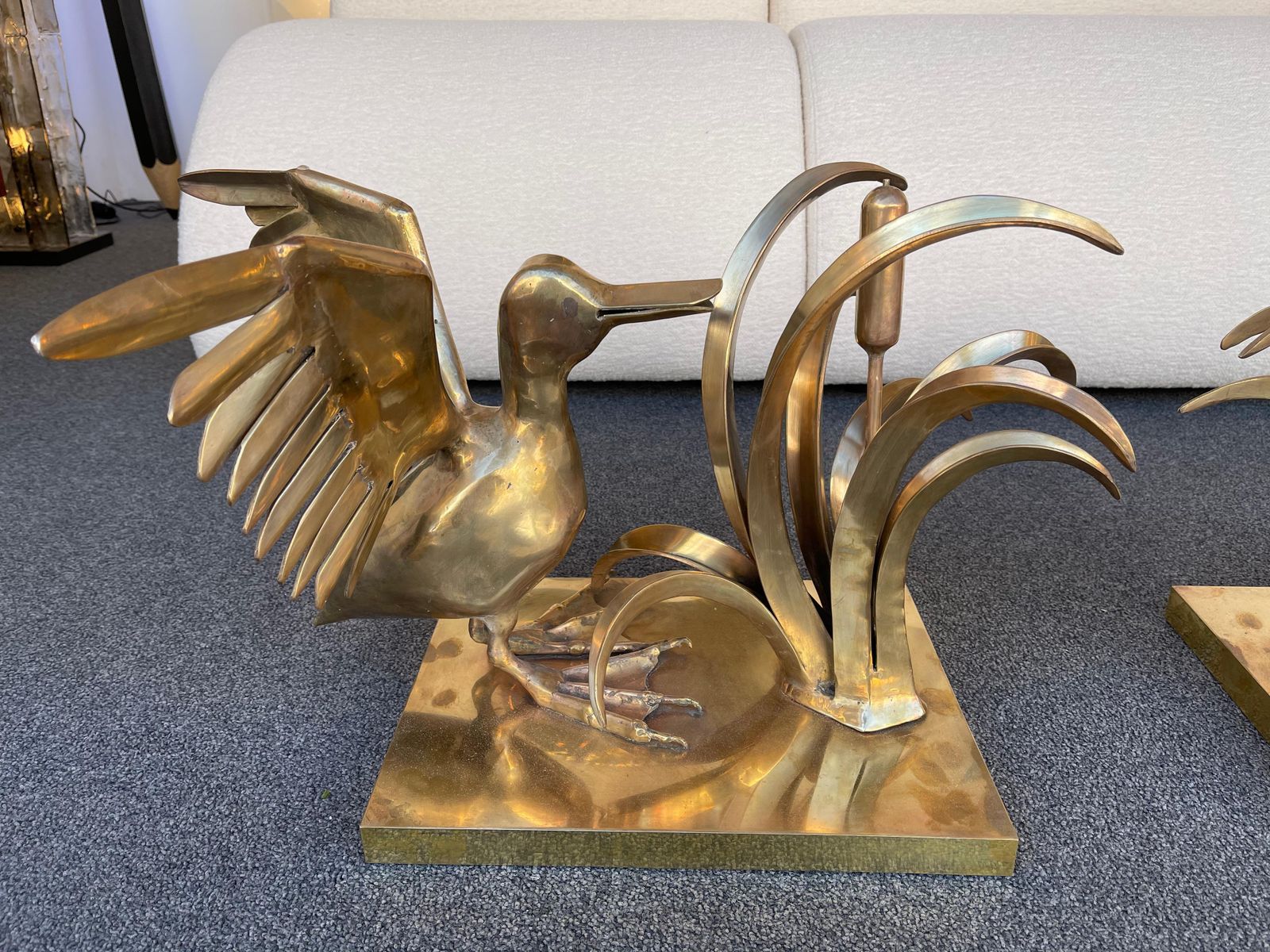 photo furniture Bronze Pelican And Reed Coffee Table By Christian Techoueyres, France, 1970s