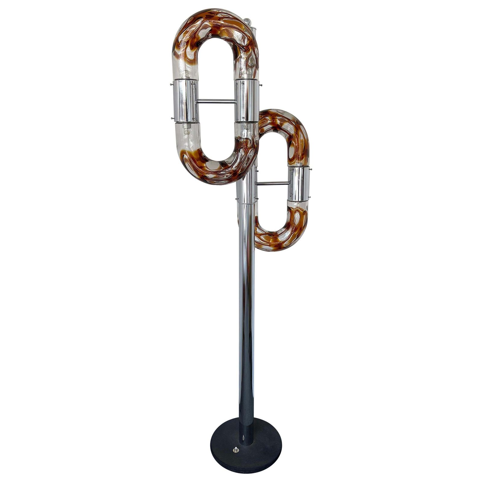 Floor Lamp Metal Chrome Murano Glass By Aldo Nason For Mazzega, Italy, 1970s
