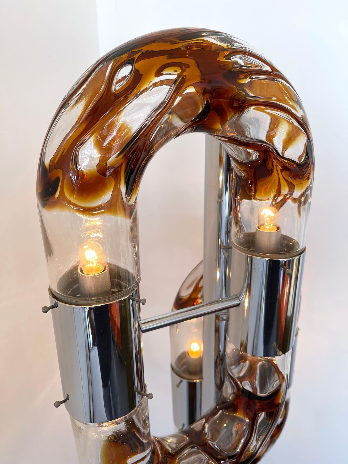 Floor Lamp Metal Chrome Murano Glass By Aldo Nason For Mazzega, Italy, 1970s photo furniture