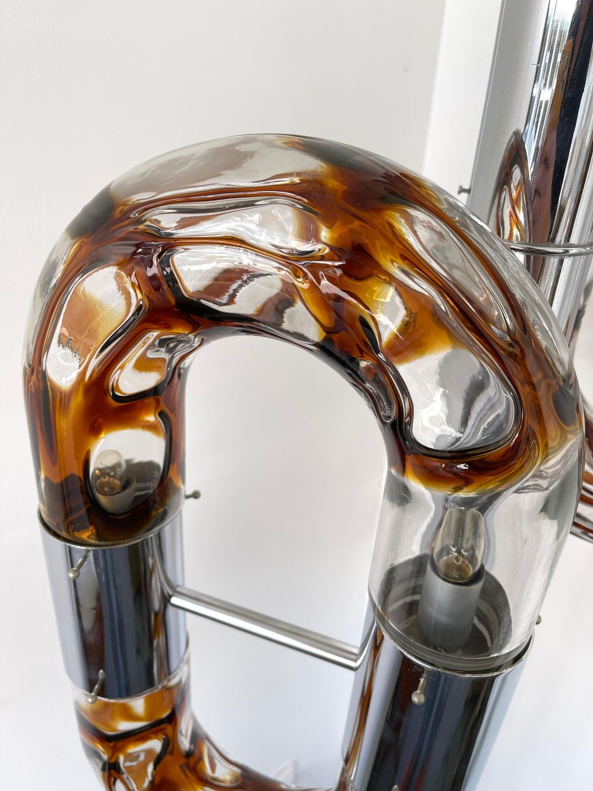 Floor Lamp Metal Chrome Murano Glass By Aldo Nason For Mazzega, Italy, 1970s photo buy