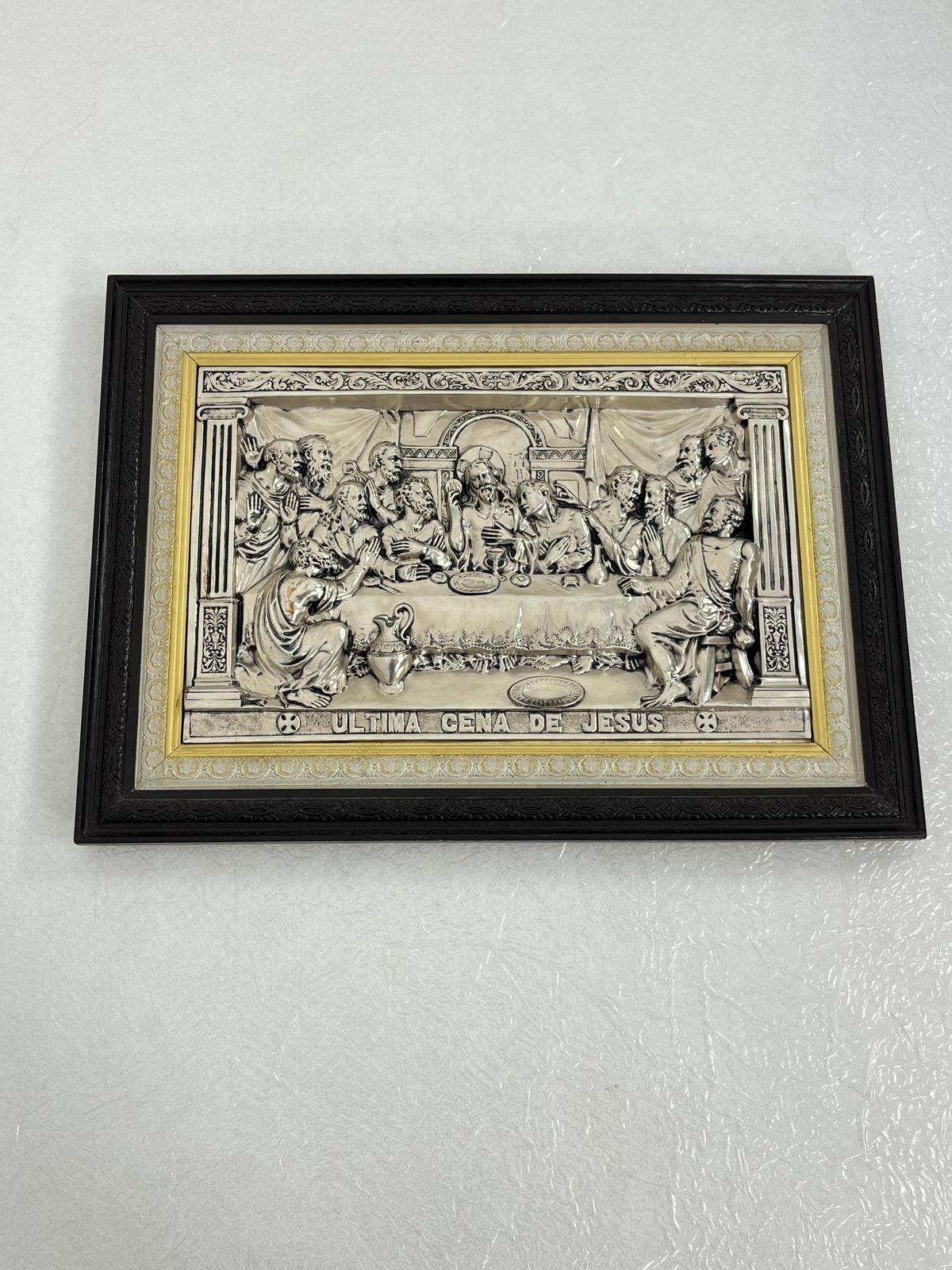 Large "Ultima Cena De Jesus" Made In Italy Silver Plated Metal 1960s photo 634.0