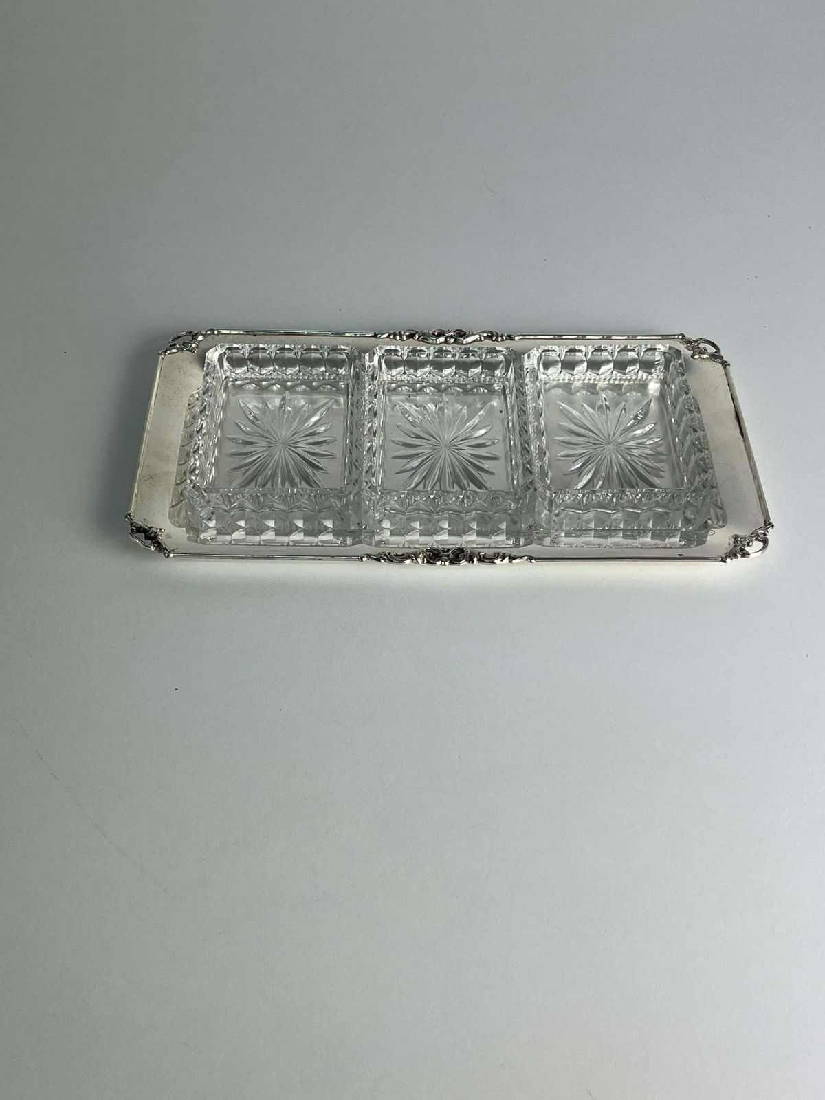 800 Silver And Glass Appetizer Dish, Made In Italy, 1980s photo buy