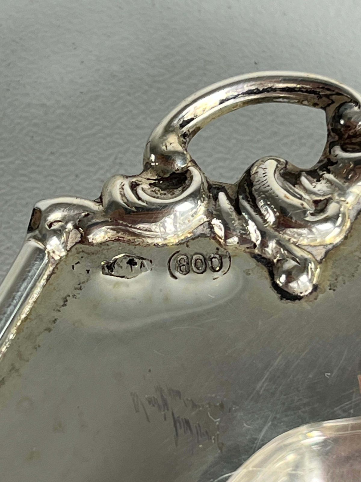 800 Silver And Glass Appetizer Dish, Made In Italy, 1980s photo vintage