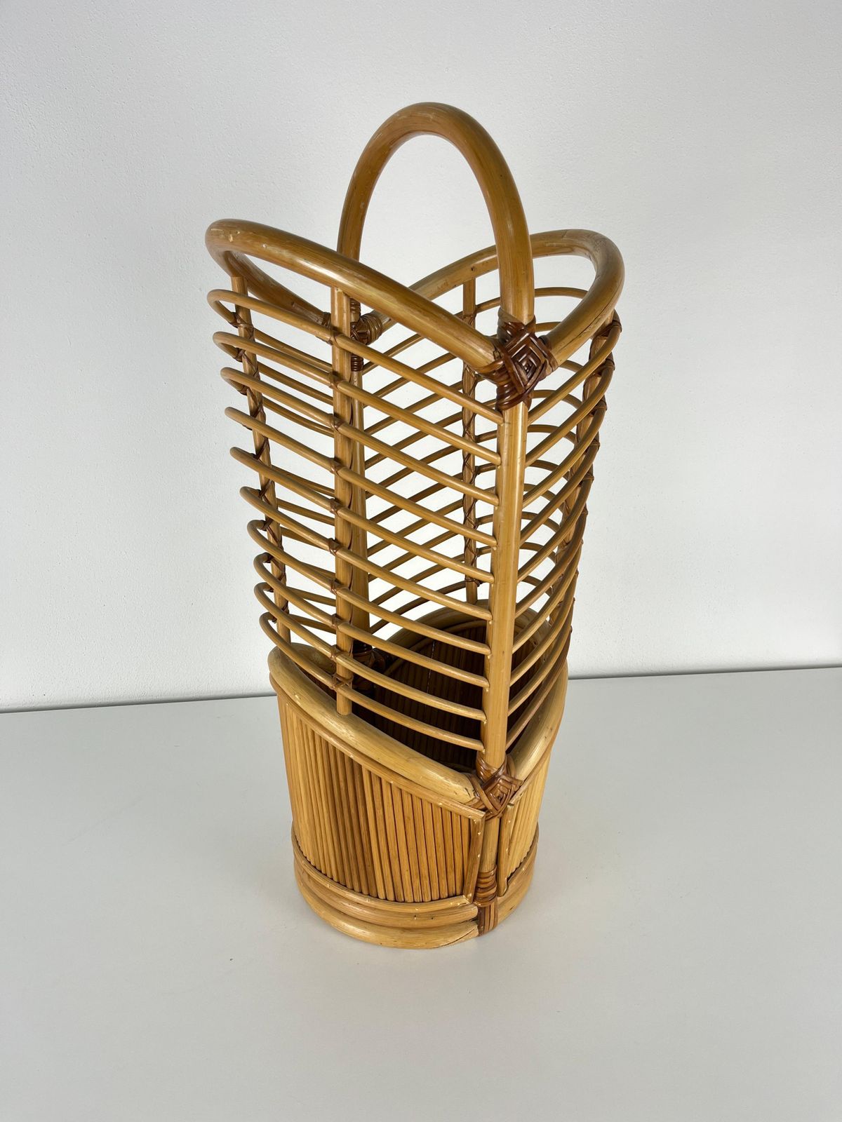 Mid Century Bamboo Umbrella Stand, Made In Italy, 1960s photo for sale