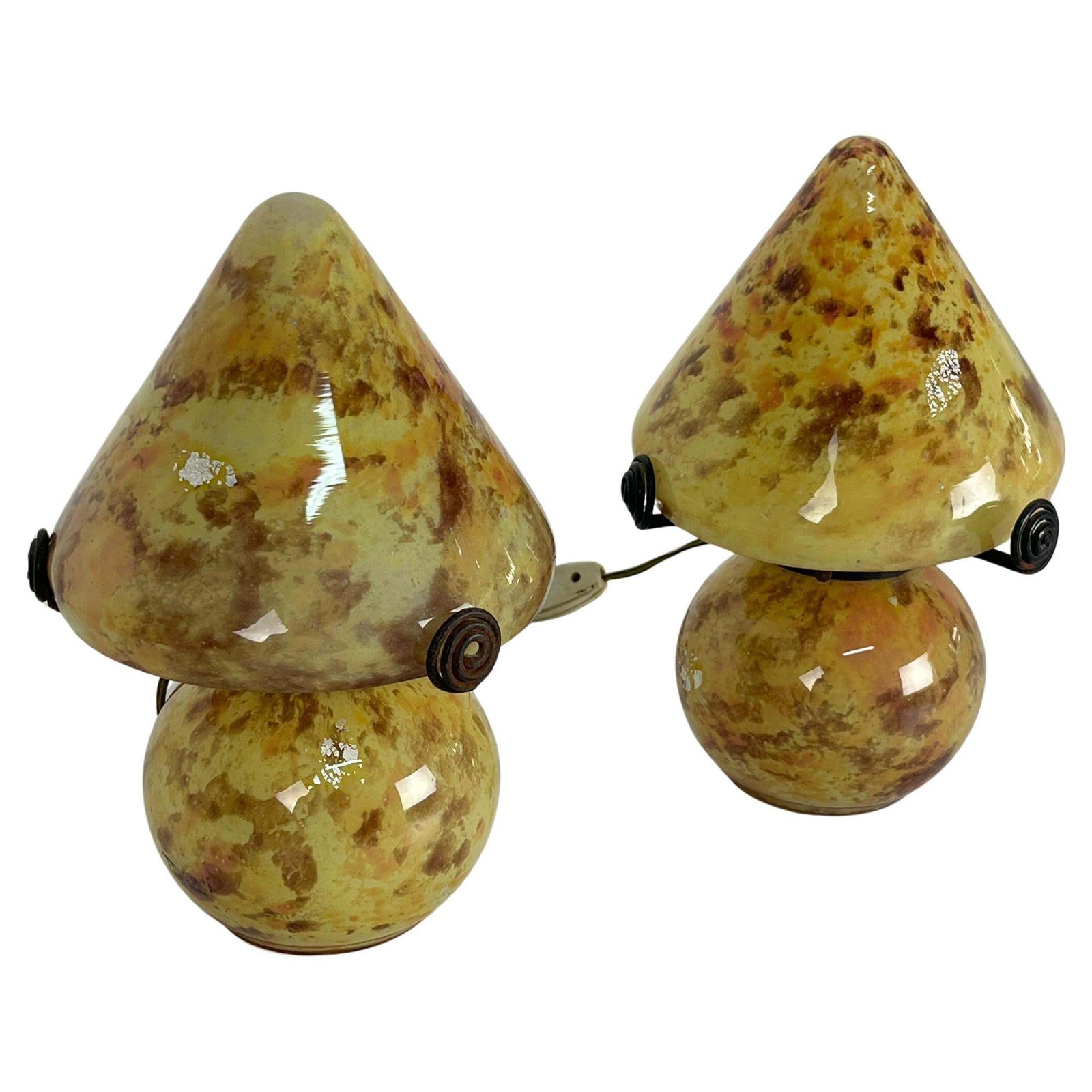 Set Of 2 Mid Century Murano Glass Bedside Lamps, 1950s