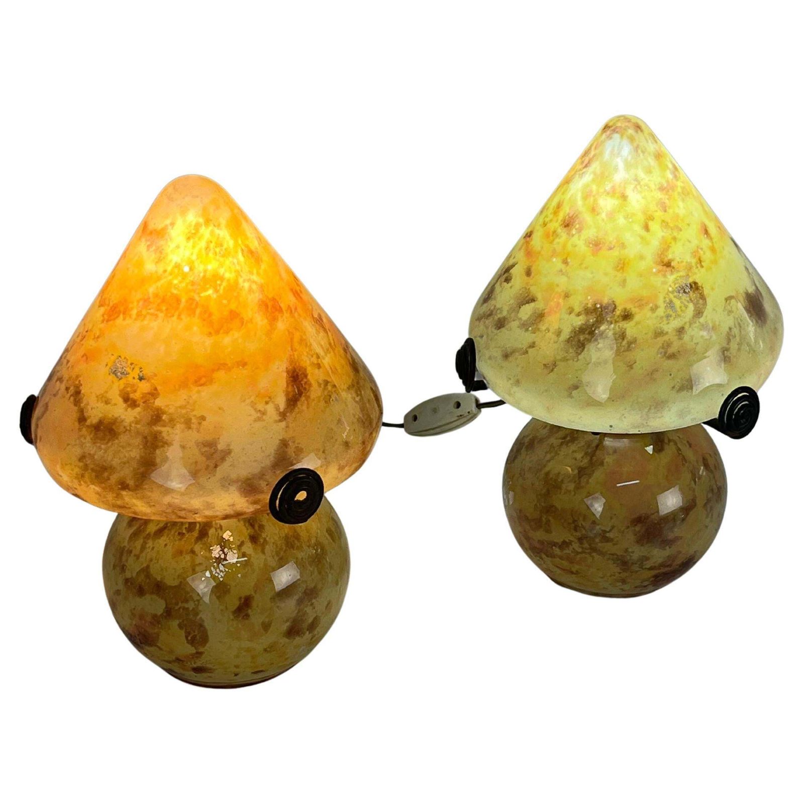 Set Of 2 Mid Century Murano Glass Bedside Lamps, 1950s photo furniture
