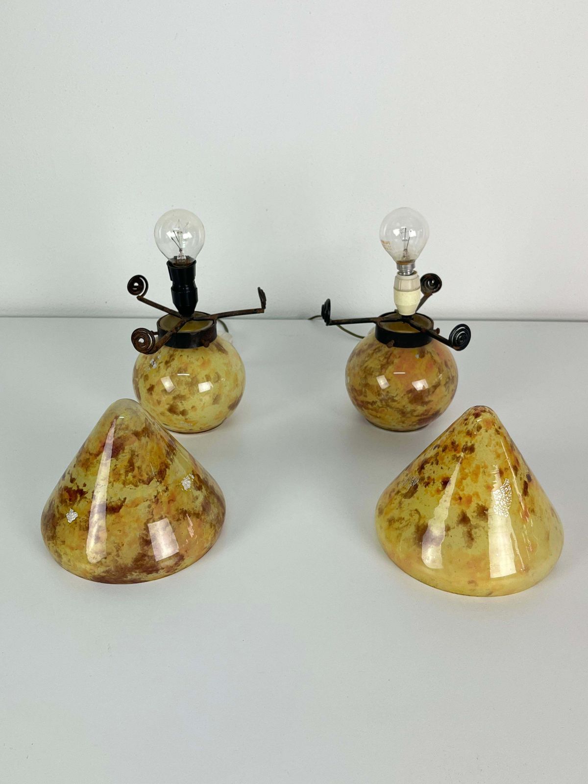 Set Of 2 Mid Century Murano Glass Bedside Lamps, 1950s photo vinterior