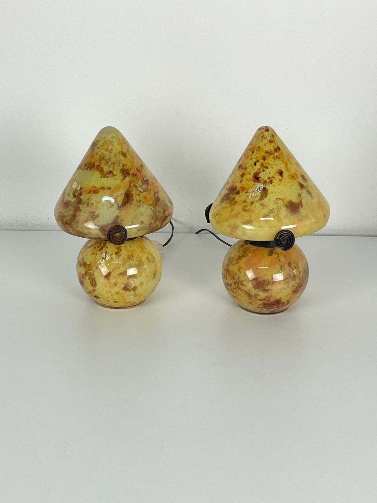 photo for sale Set Of 2 Mid Century Murano Glass Bedside Lamps, 1950s