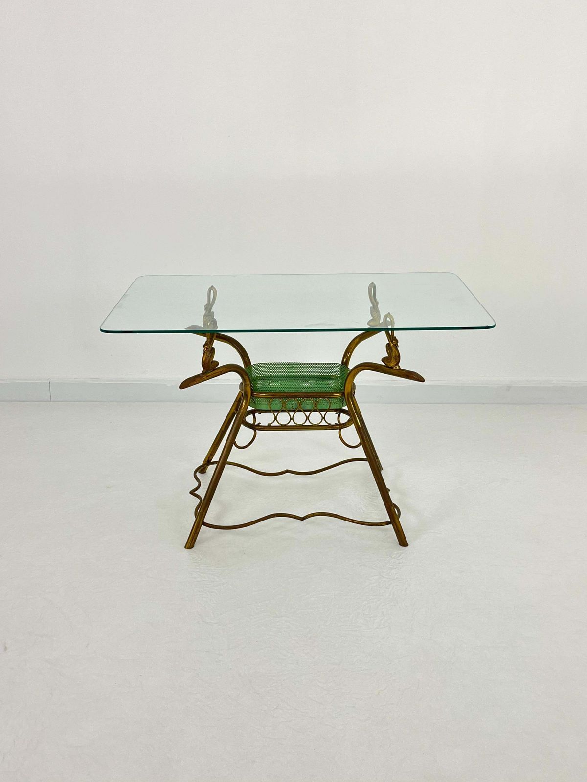 Mid Century Brass Italian Coffee Table Glass Top, 1950s photo 1670.0