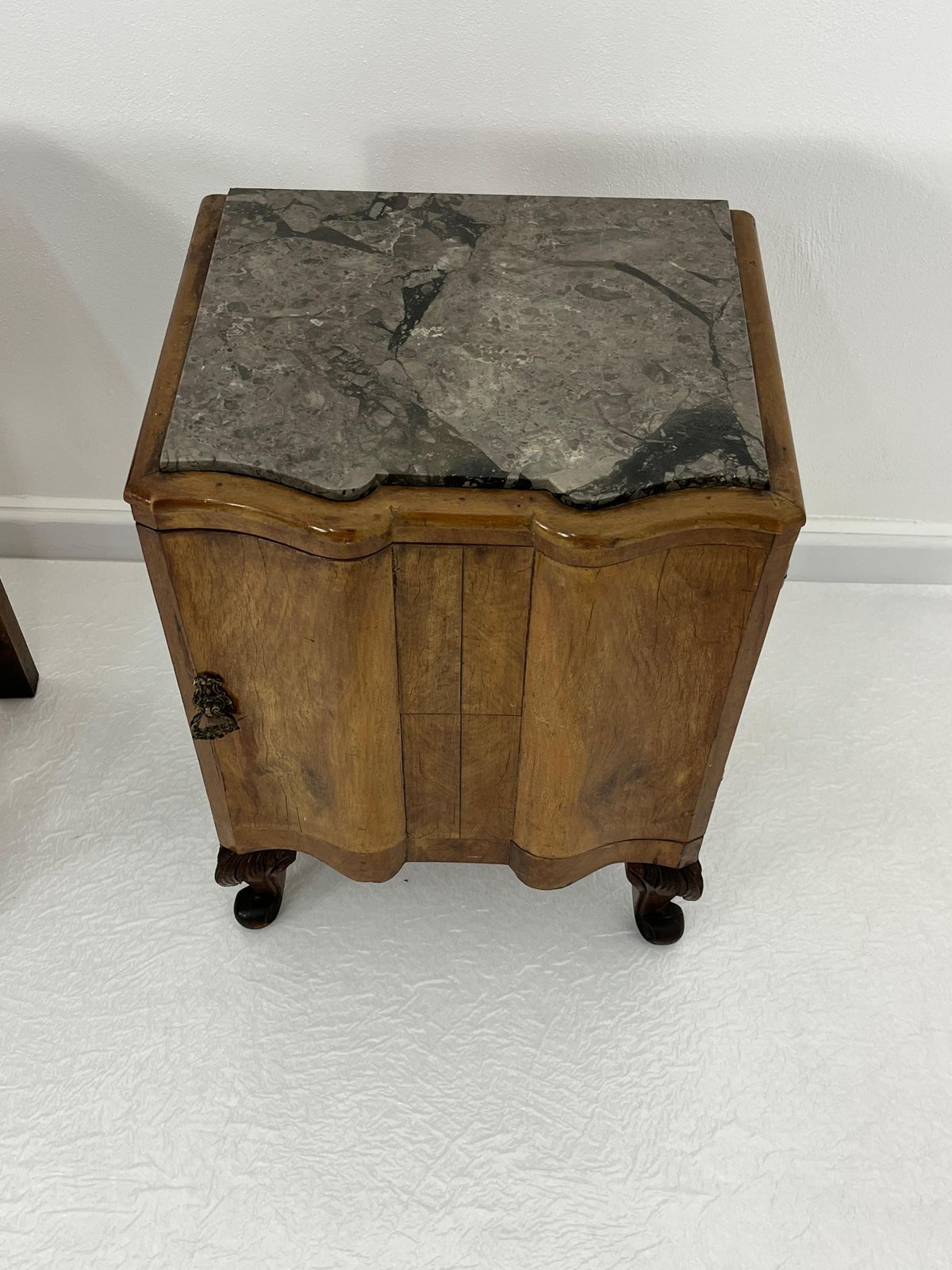 photo for sale Set Of 2 Sicilian Art Deco Night Stands With Marble Top 1940s