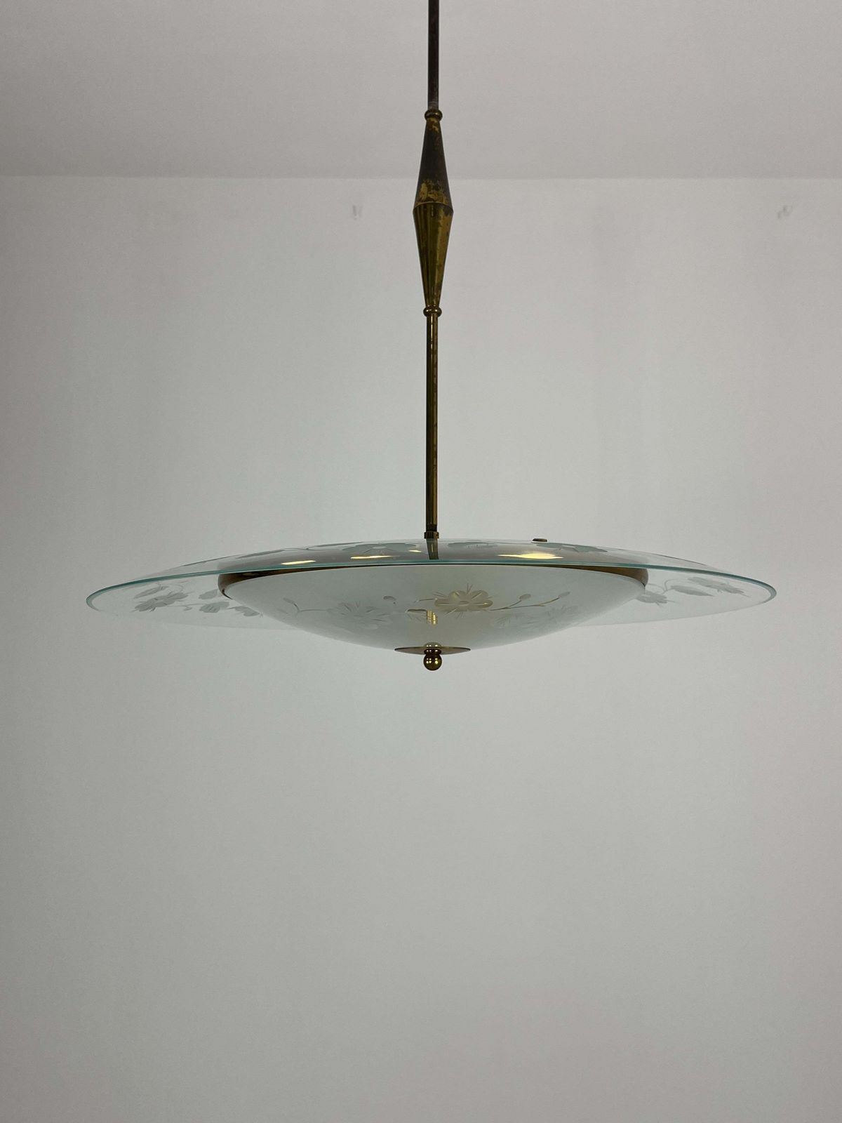 photo furniture Nile Green Murano Glass And Brass Chandelier Attributed To Pietro Chiesa 1950s