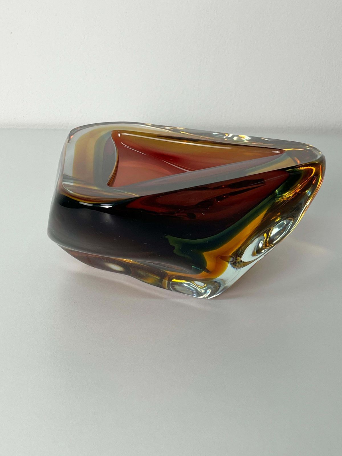 photo vinterior Large Mid Century Murano Glass Ashtray Amber, 1960s
