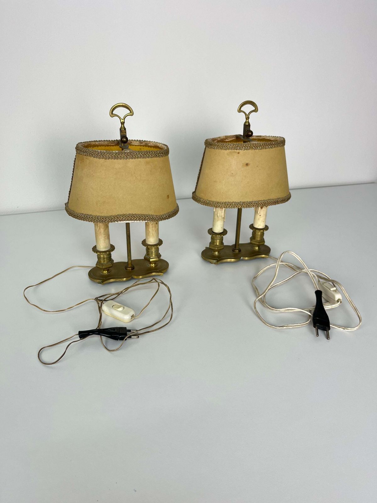 photo for sale Set Of 2 Mid Century French 2 Light Bedside Lamps, 1950s