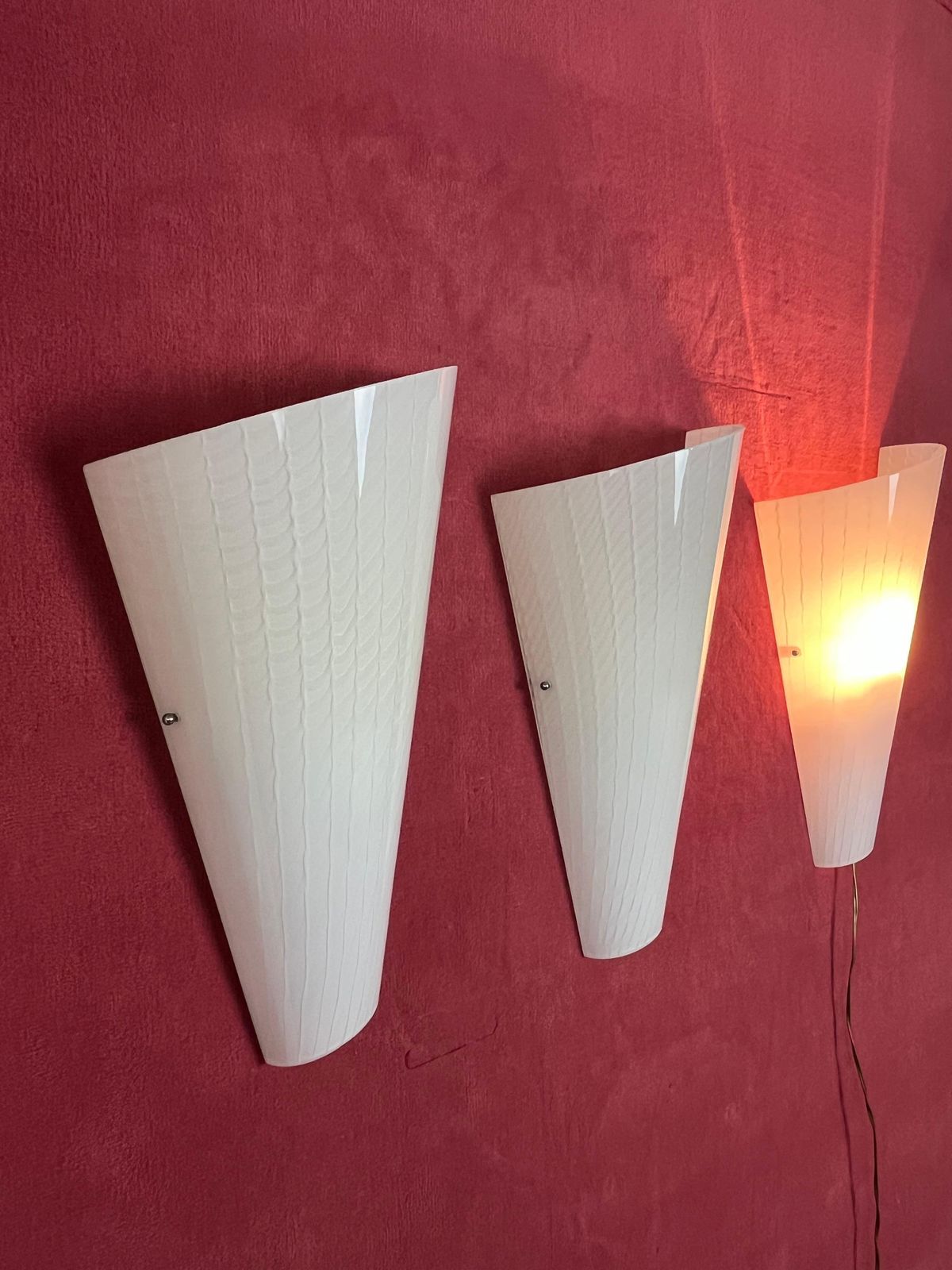 Set Of 3 Large Murano Glass Wall Lamps, 1980s photo furniture