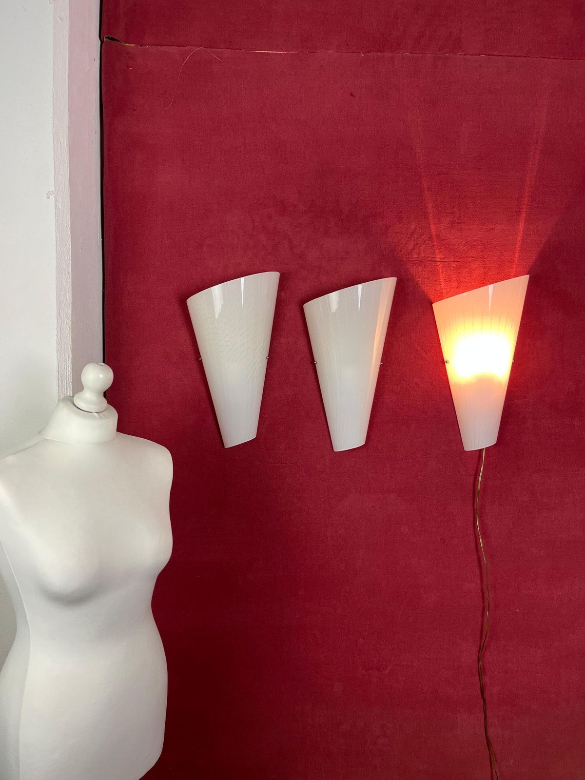 Set Of 3 Large Murano Glass Wall Lamps, 1980s photo Lighting