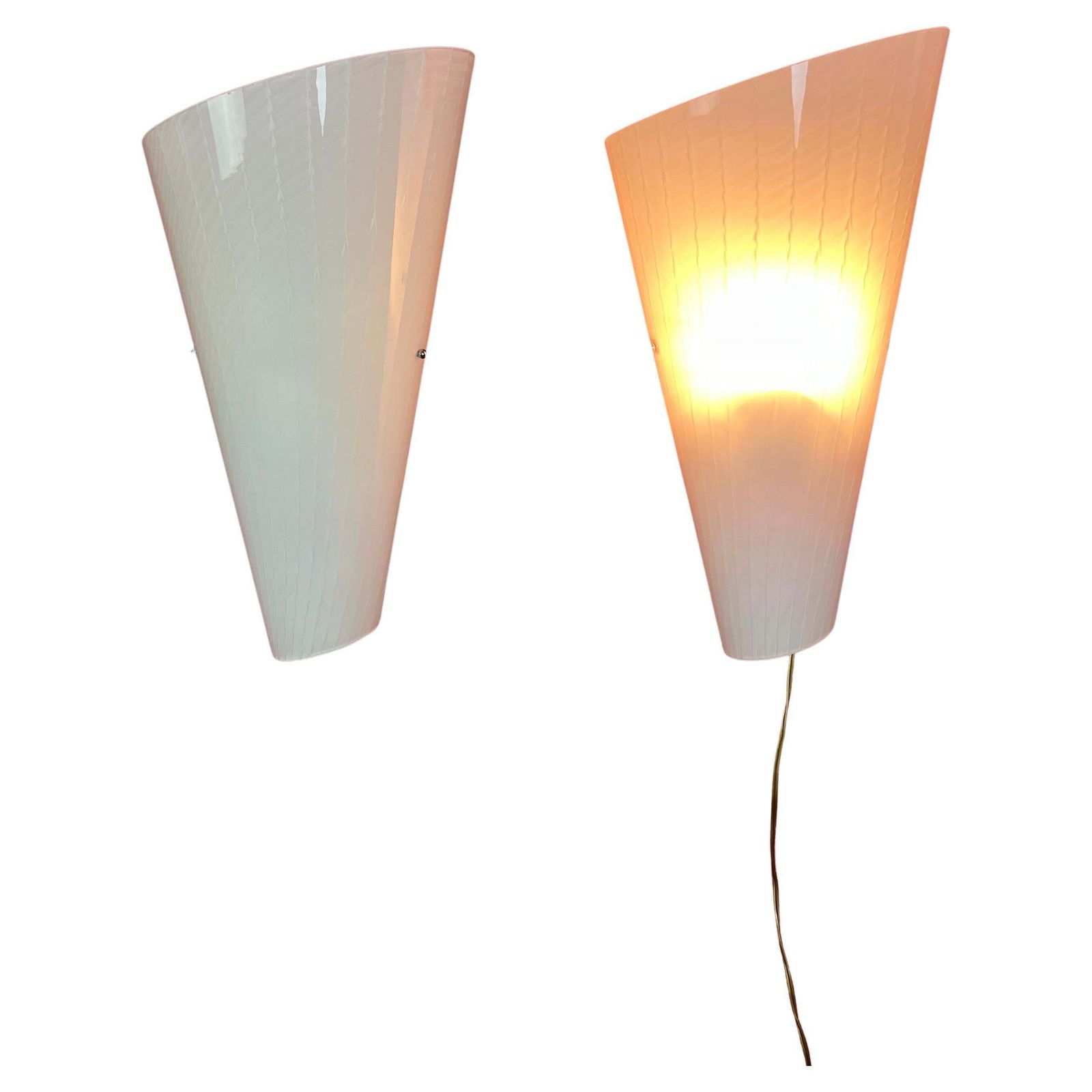 Set Of 2 Large Murano Glass Wall Lamps, 1980s