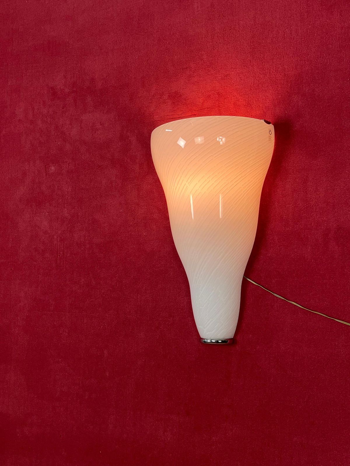 photo vinterior Set Of 2 Large Murano Glass Wall Lamps Leucos, 1980s