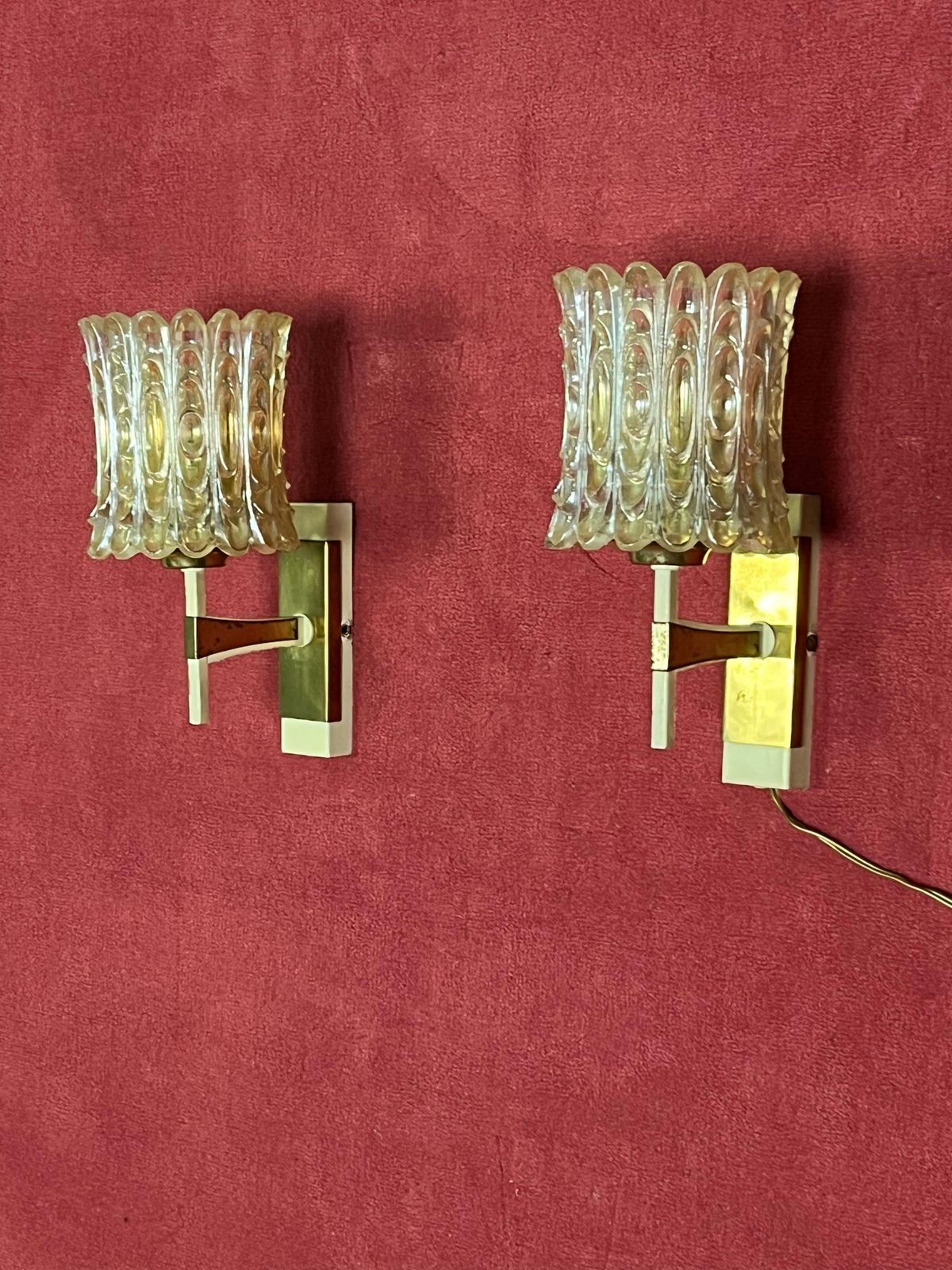 Set Of 2 Mid Century Italian Murano Glass Wall Lamps, 1950s photo buy