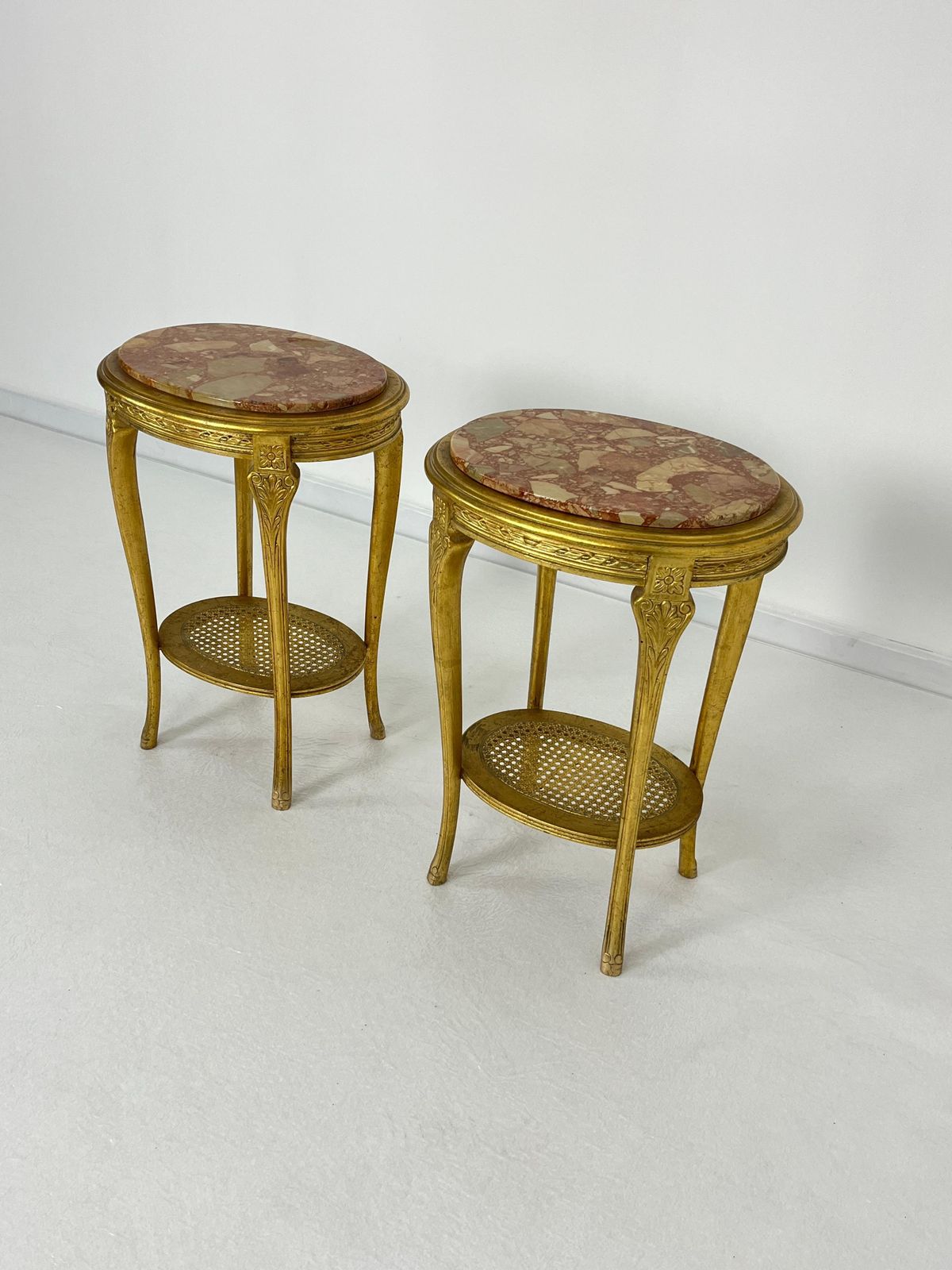 Set Of 2 Oval Italian Mid Century Nightstands, 1960s. photo Furniture