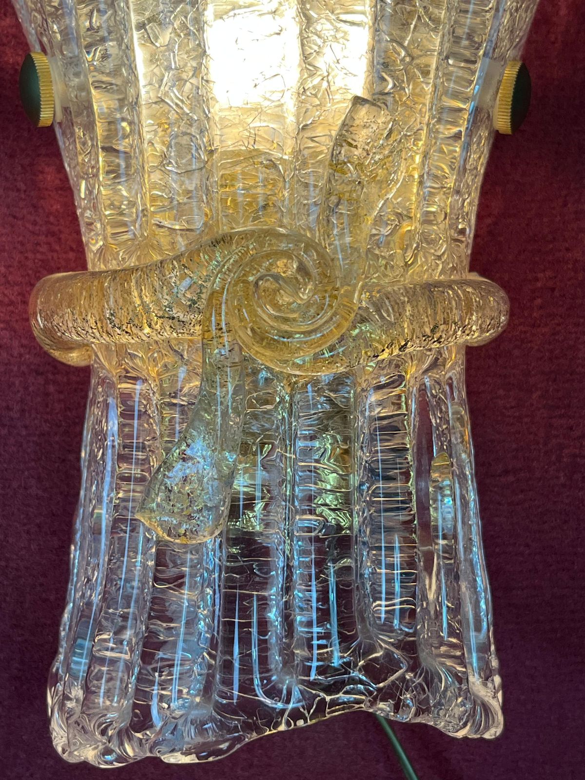 Set Of 3 Mid Century Murano Glass Wall Lamps, 1960s photo for sale