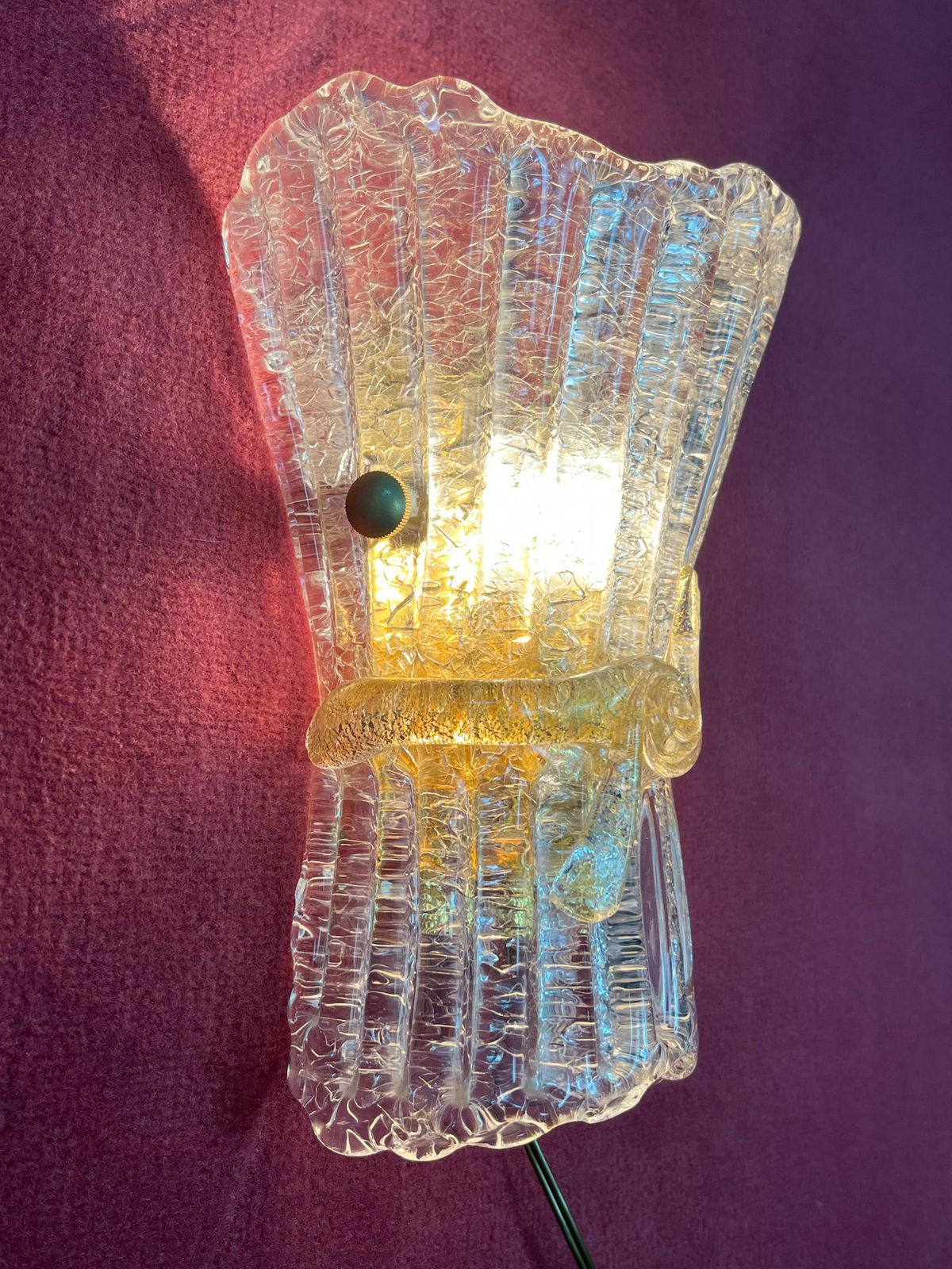 Set Of 3 Mid Century Murano Glass Wall Lamps, 1960s photo Lighting