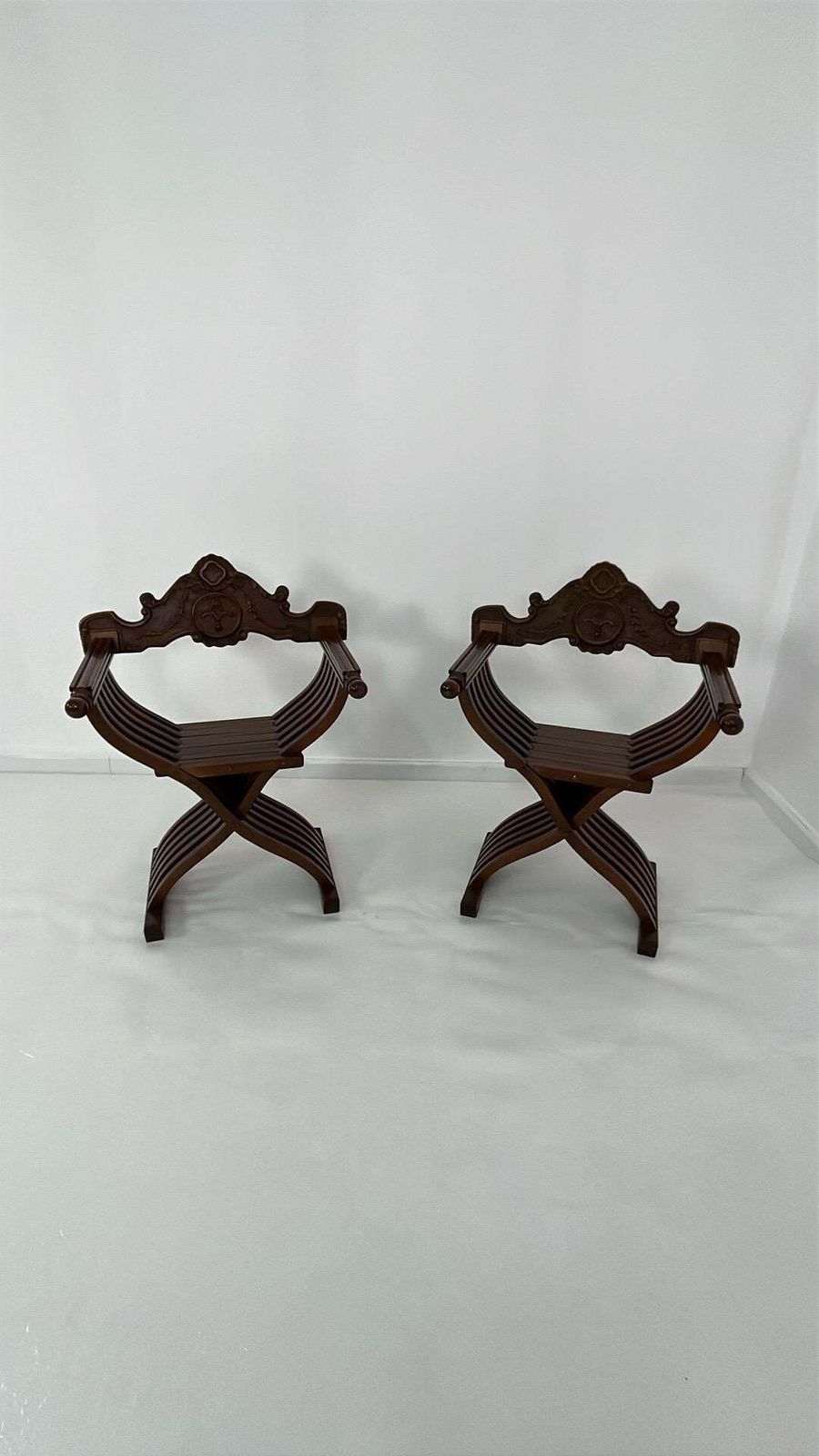 Set Of 2 Mid Century Italian Folding Chairs Model "Savonarola", 1960s photo vinterior