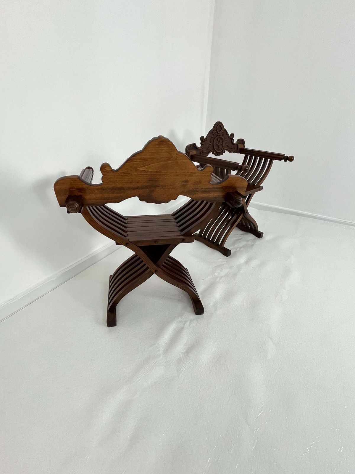 photo furniture Set Of 2 Mid Century Italian Folding Chairs Model "Savonarola", 1960s