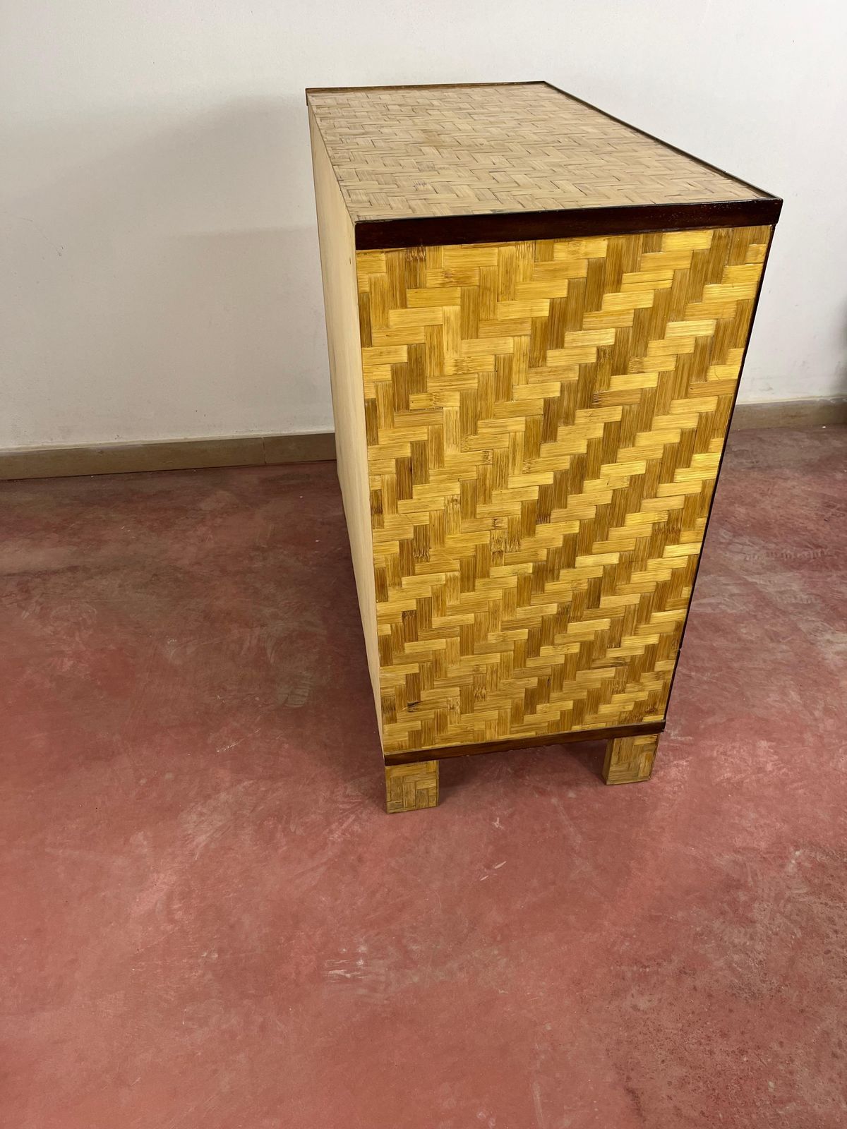 photo vinterior Mid Century Bamboo And Wicker Chest Of Drawers In The Style Of Dal Vera, 1960s