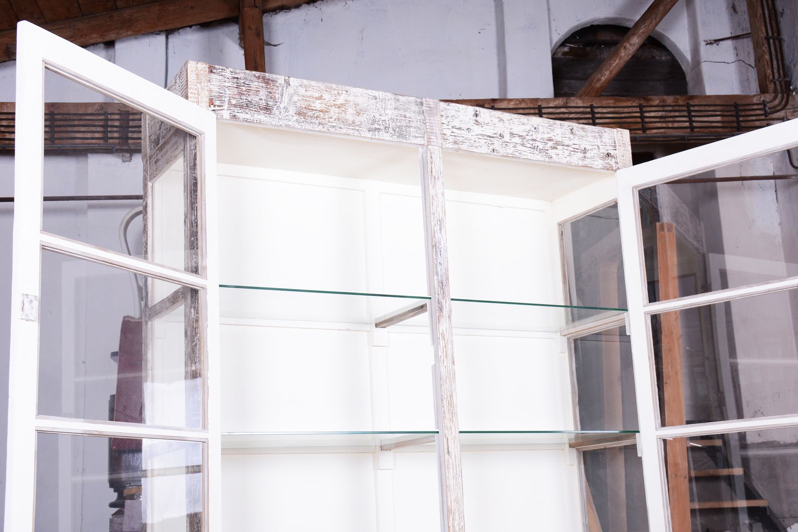photo for sale Original Mid Century Bookcase , Spruce And Glass, Provence Style, France, 1960s