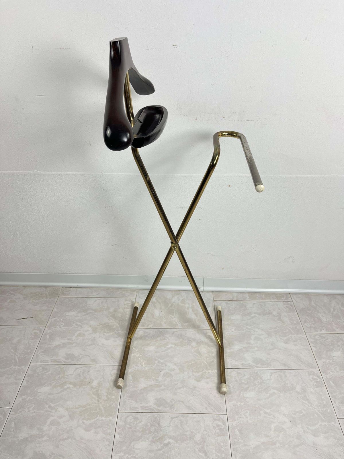 photo for sale Folding Valet Stand In The Style Of Ico Parisi  Beech And Gilt Metal