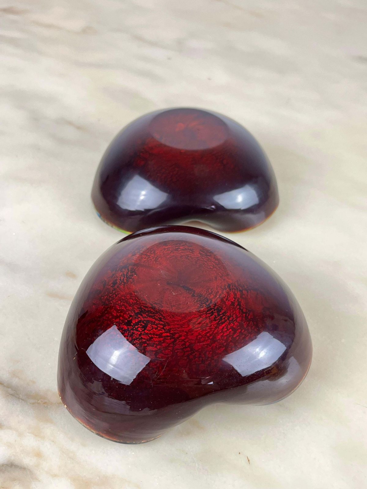 Pair Of Variegated Murano Glass Ashtrays, 1970s photo furniture
