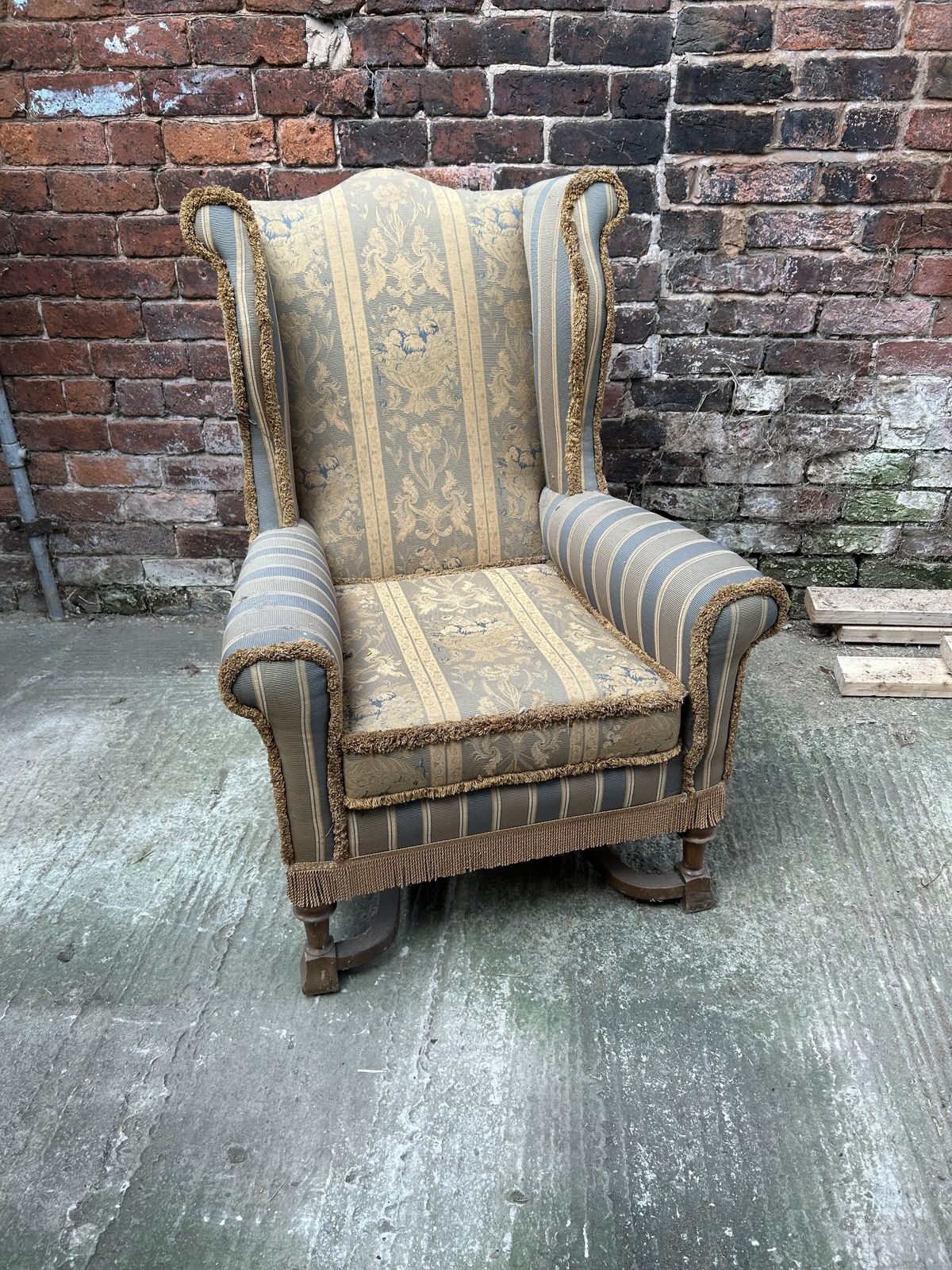 Re Upholstery Project William And Mary Style Wing Back Chair With Beech Legs photo buy