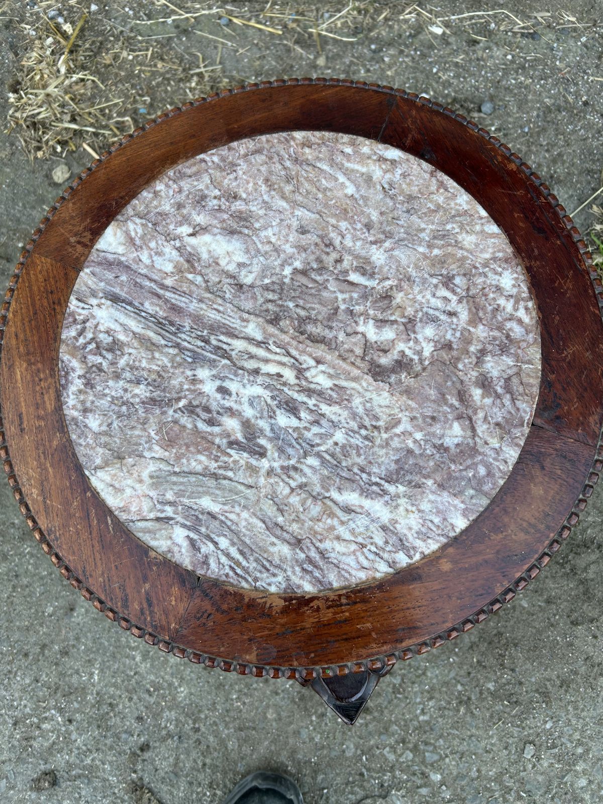 Home Decor Chinese Mahogany Carved Plant Stand With Marble Top photo