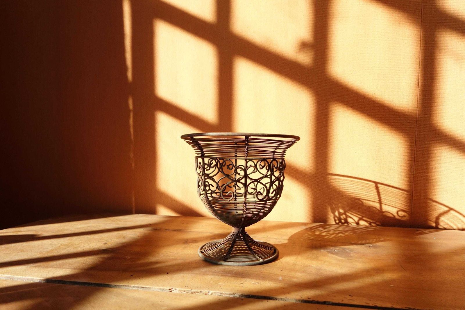 Antique Art Deco Wrought Iron Planter – Elegant French Flower Pot photo furniture