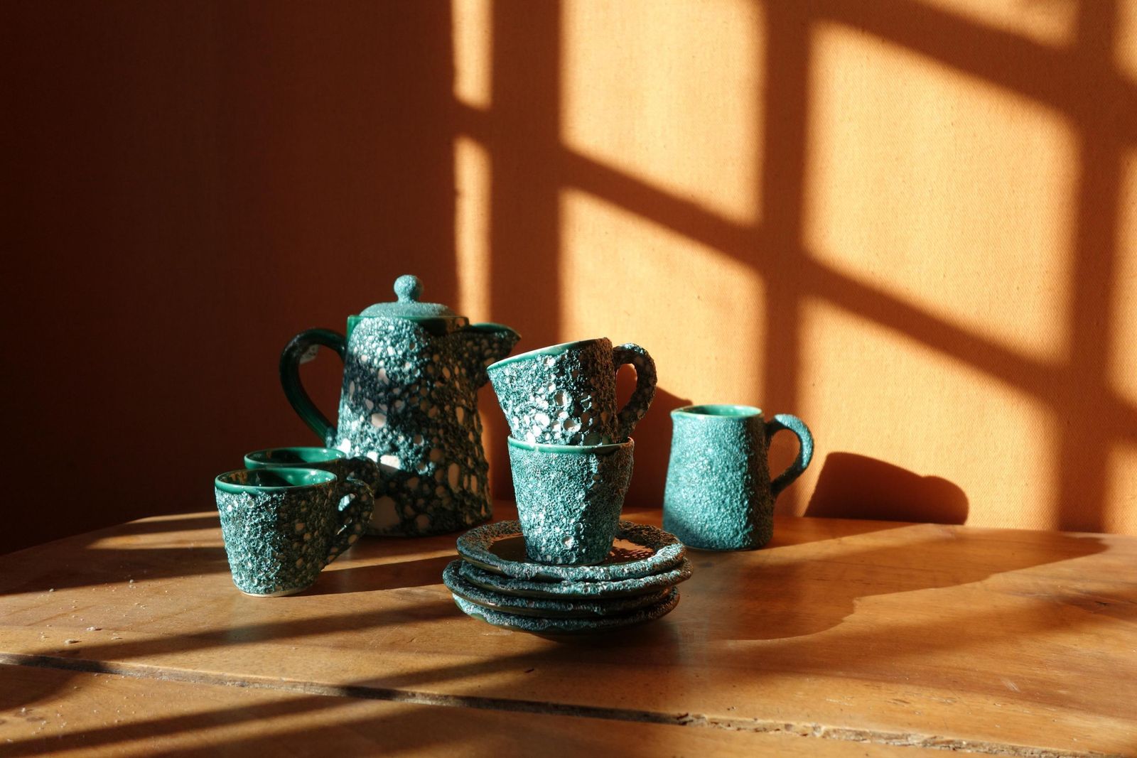 Vintage Fat Lava Vallauris Style Coffee Serving Set   Mcm Homeware photo for sale