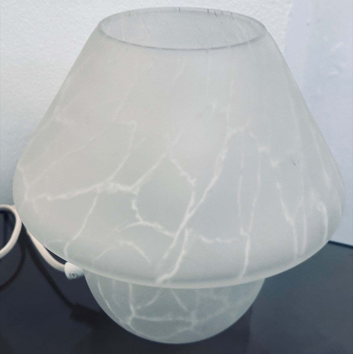 photo buy Pair Of 1970s German Frosted Matt White Glass Mushroom Table Lamps Style Of Peill & Putzler