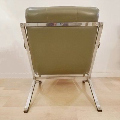 Vintage Metal And Skai Armchair, 1970s photo Furniture