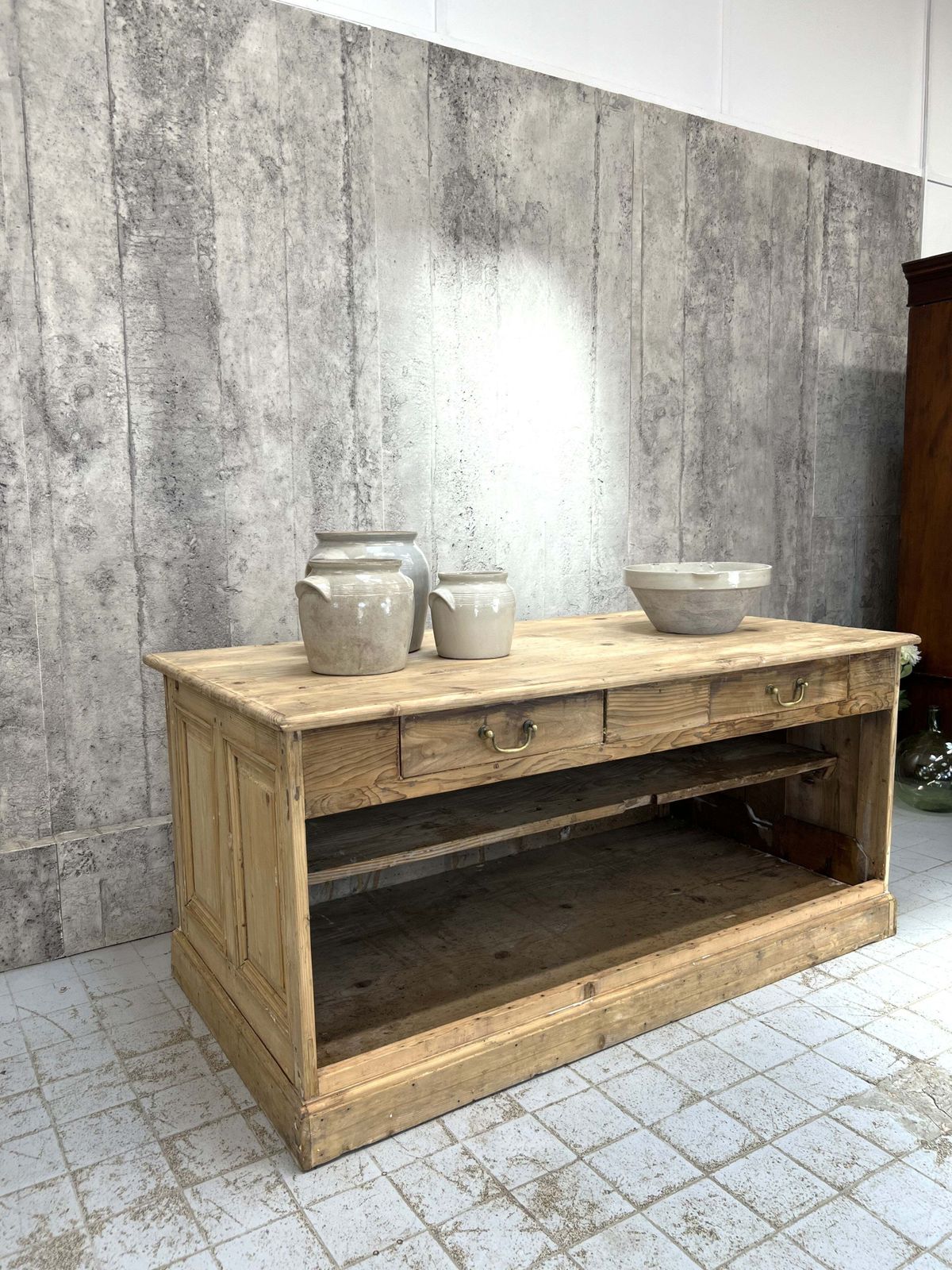 171cm Shop Counter Sideboard Open Shelves Kitchen Island With Drawers