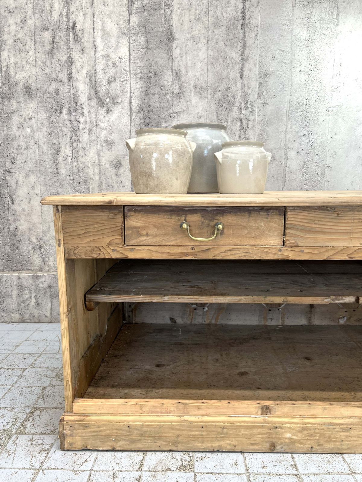 171cm Shop Counter Sideboard Open Shelves Kitchen Island With Drawers photo vinterior