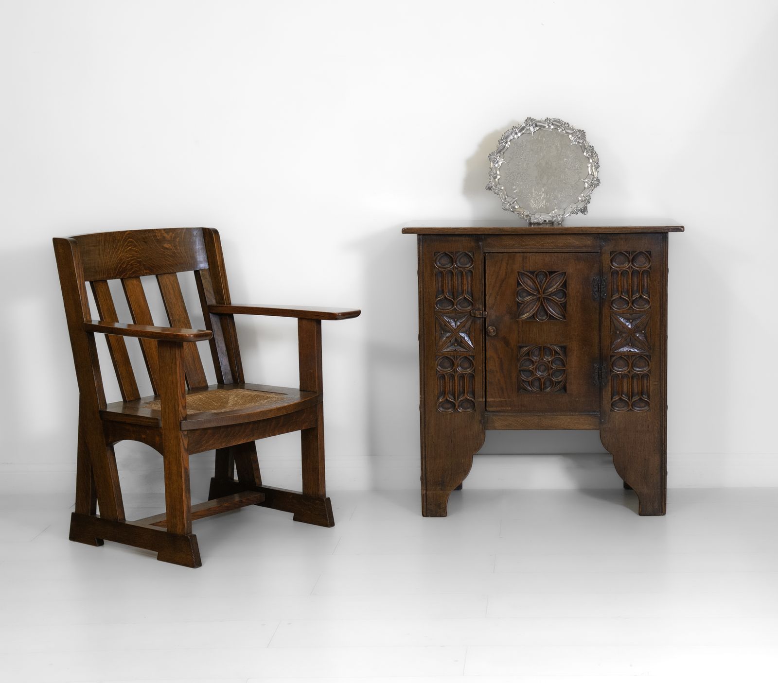 Gothic Revival Carved Oak Cabinet 20th Century photo furniture