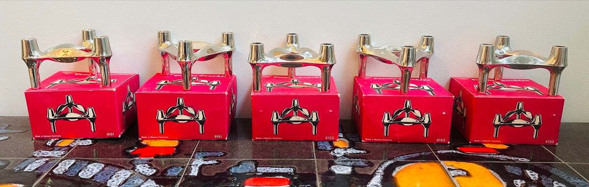 1960s Bmf Stoffi & Nagel Chrome Modular Candle Holder Inc Box photo 90.0