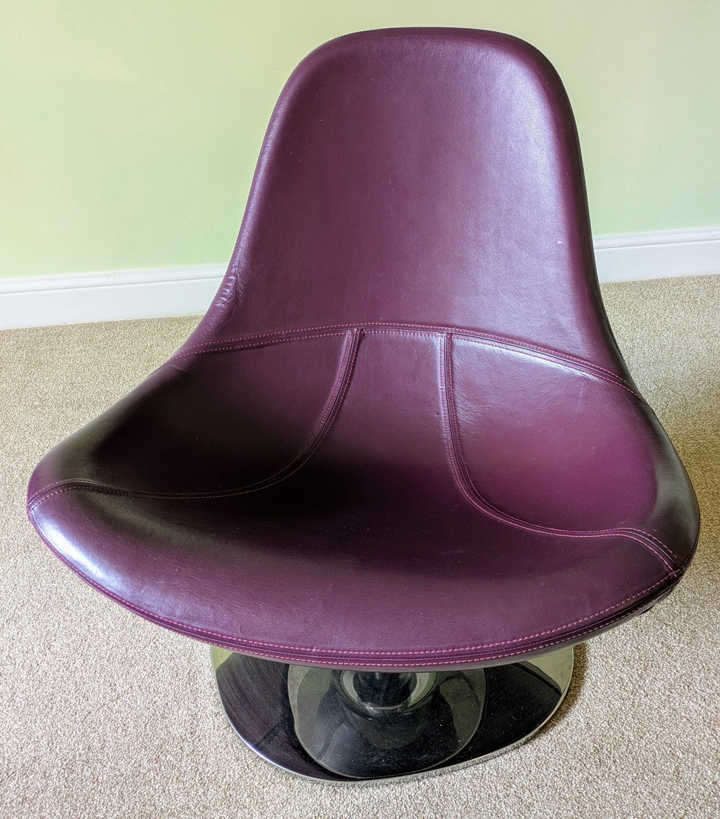 Vintage Purple Leather Egg Chair, Designed By Carl Ojerstam