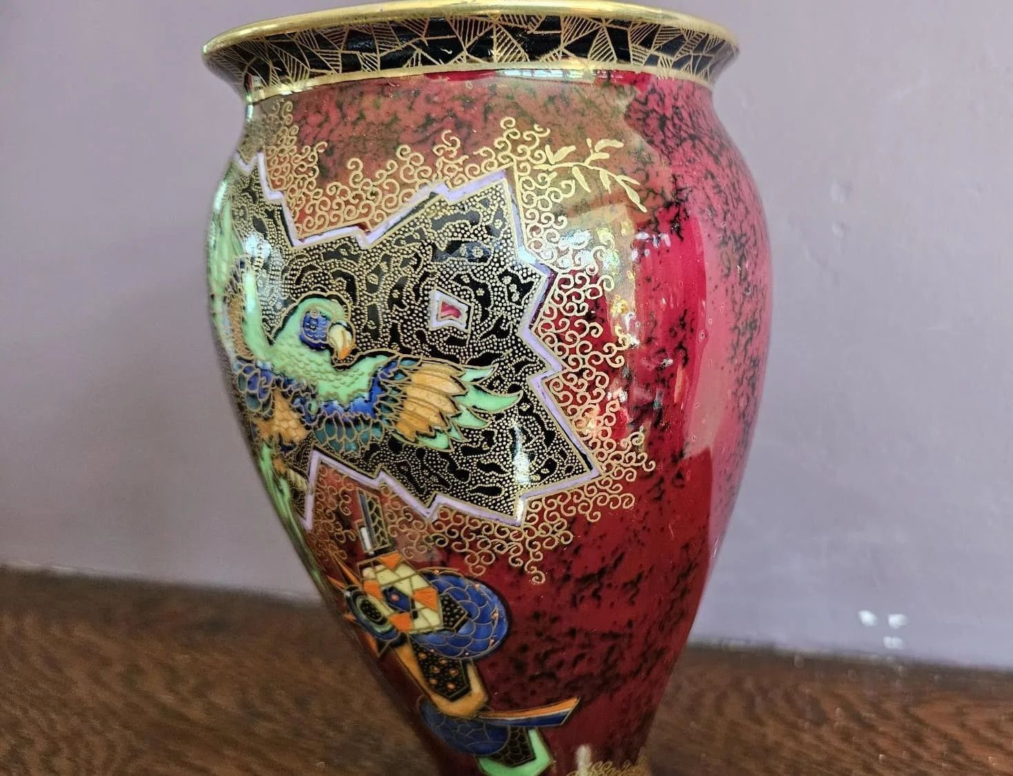Art Deco Vase Geometric Parrot Design By Enoch Boulton For Crown Devon photo Home Decor