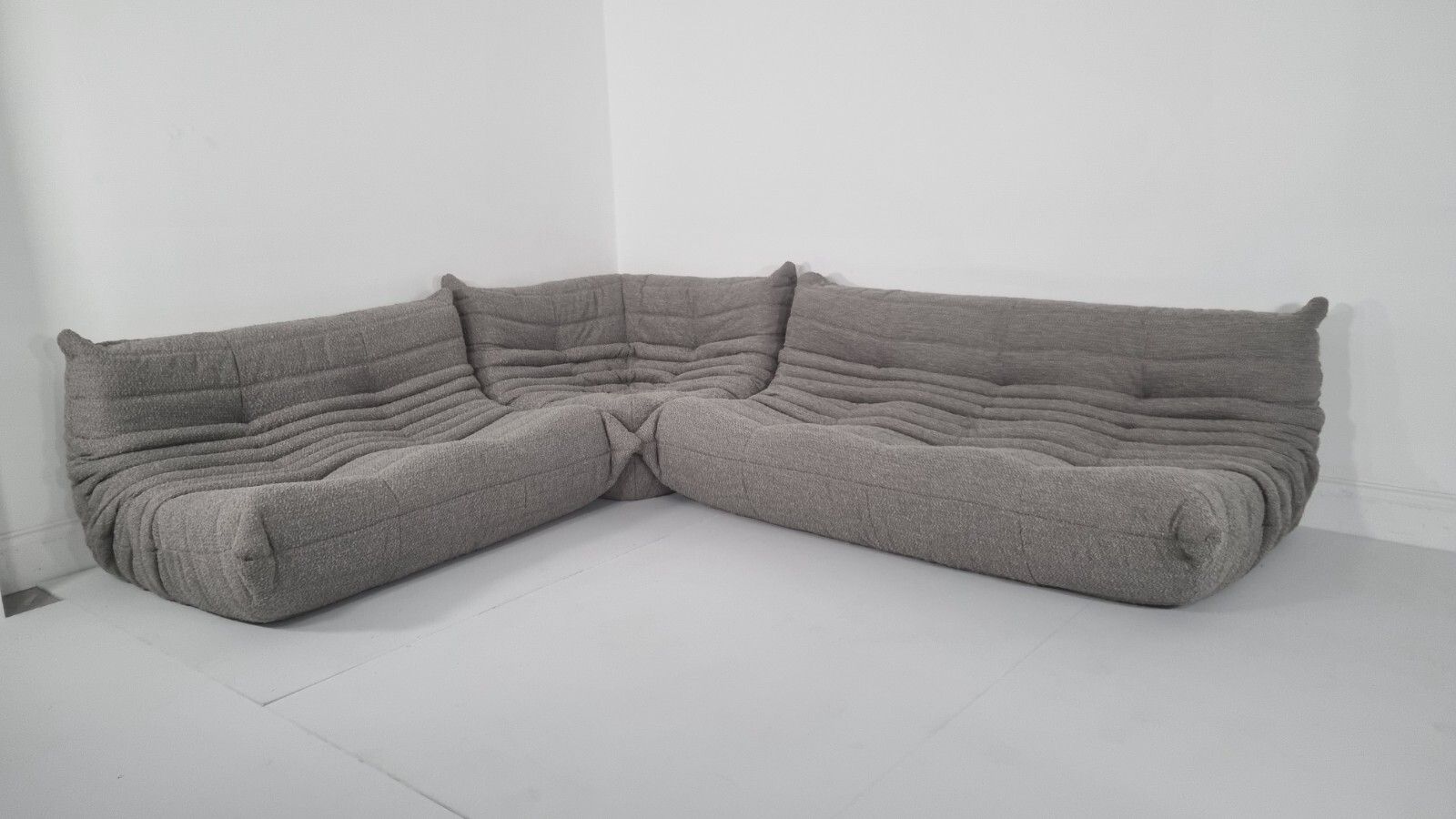 Ligne Roset Togo Set 3 Seater, 2 Seater And Corner In Grey Boucle photo furniture