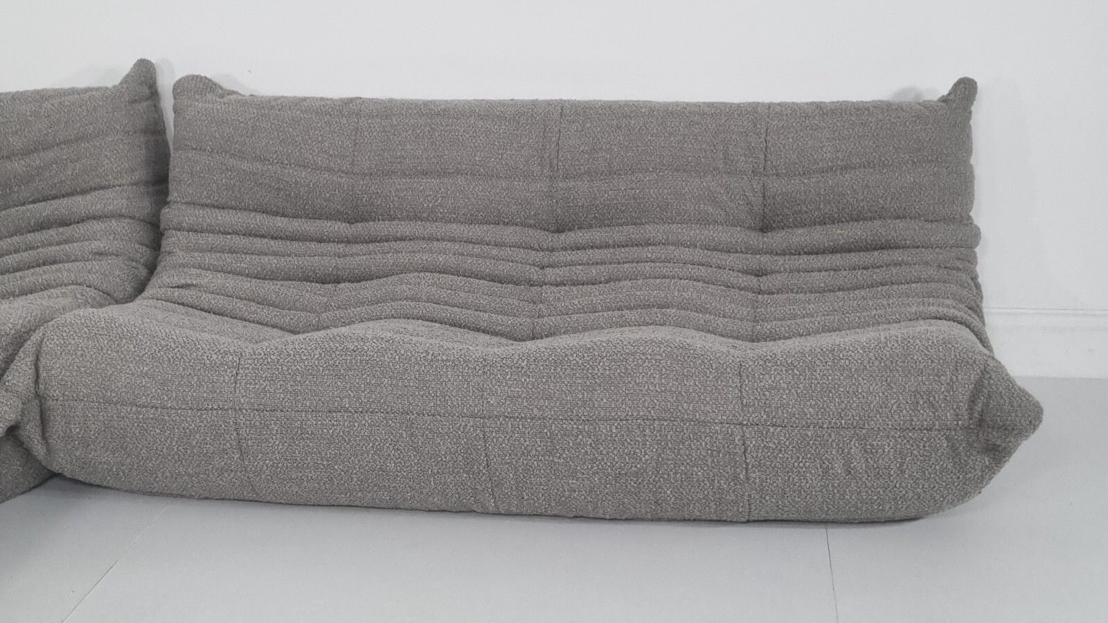 Ligne Roset Togo Set 3 Seater, 2 Seater And Corner In Grey Boucle photo for sale
