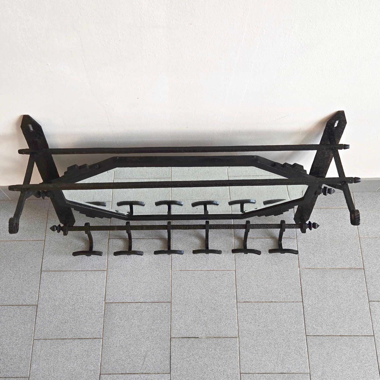 French Art Deco 1920 1930 Metal Hammer Wall & Mirror Coat Rack 20s 30s photo 626.0