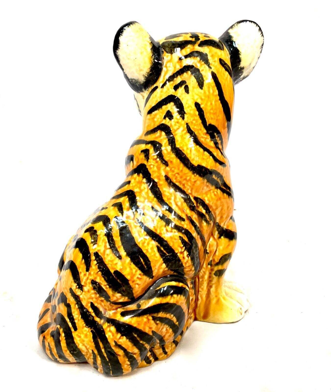Vintage 1960s Italian Ceramic Tiger Cub Statue / Antique / Mid Century Tabletop photo 135.0