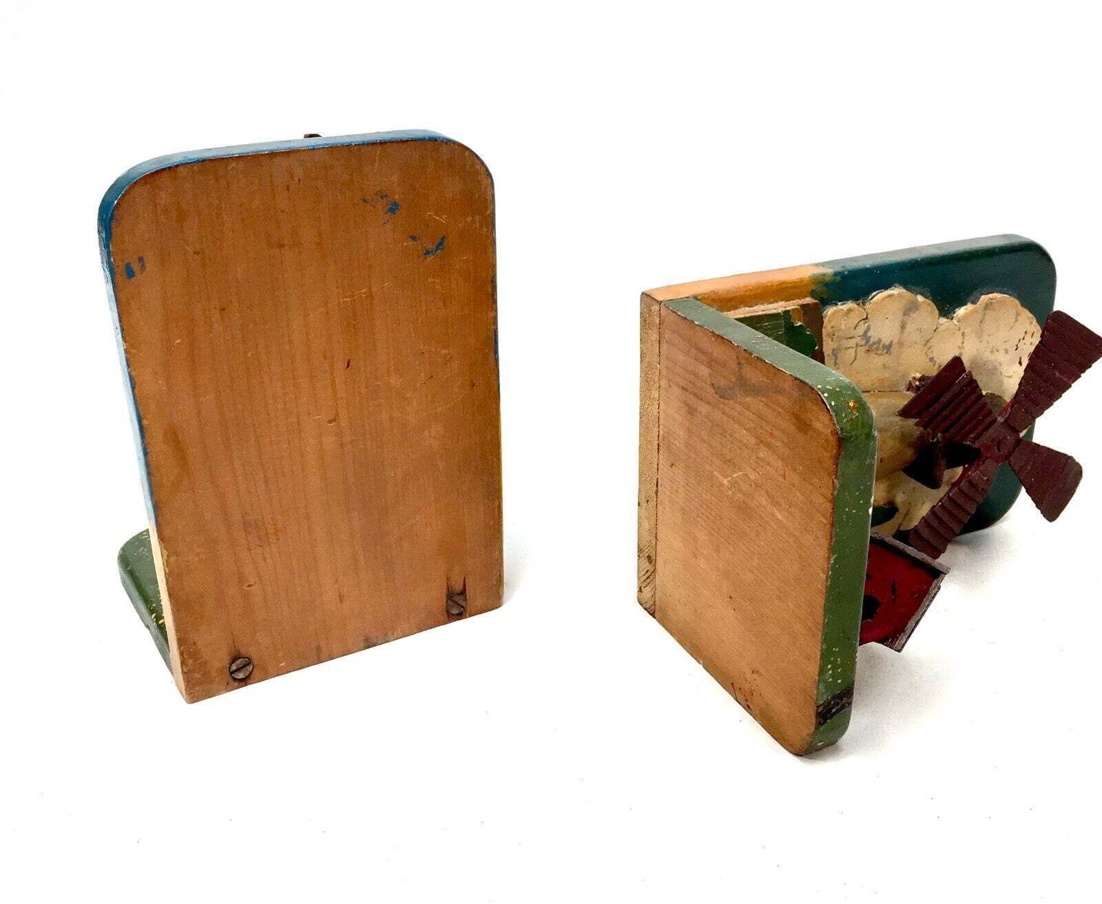 Antique Pair Of Early 20th Century Hand Crafted Wood Bookends / Book Ends C1930 photo vinterior