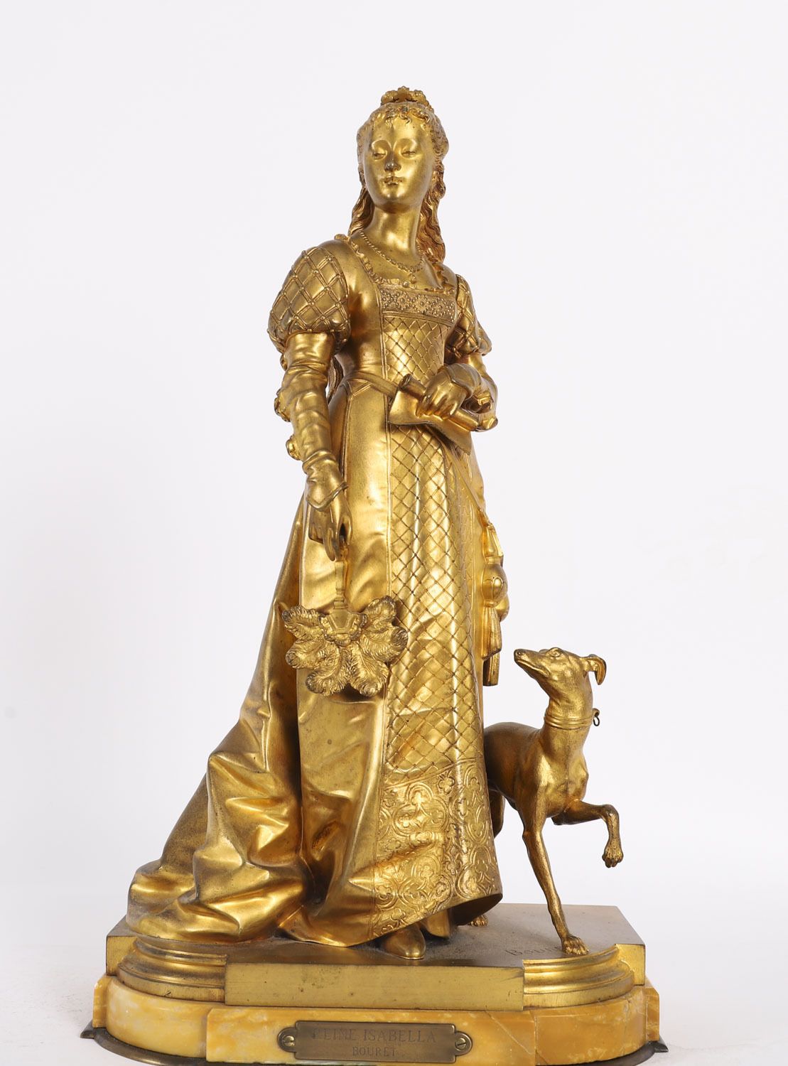 Antique Gilt Bronze Sculpture Of Reine Isabella By  Eurotrope Bouret C 1870 photo furniture